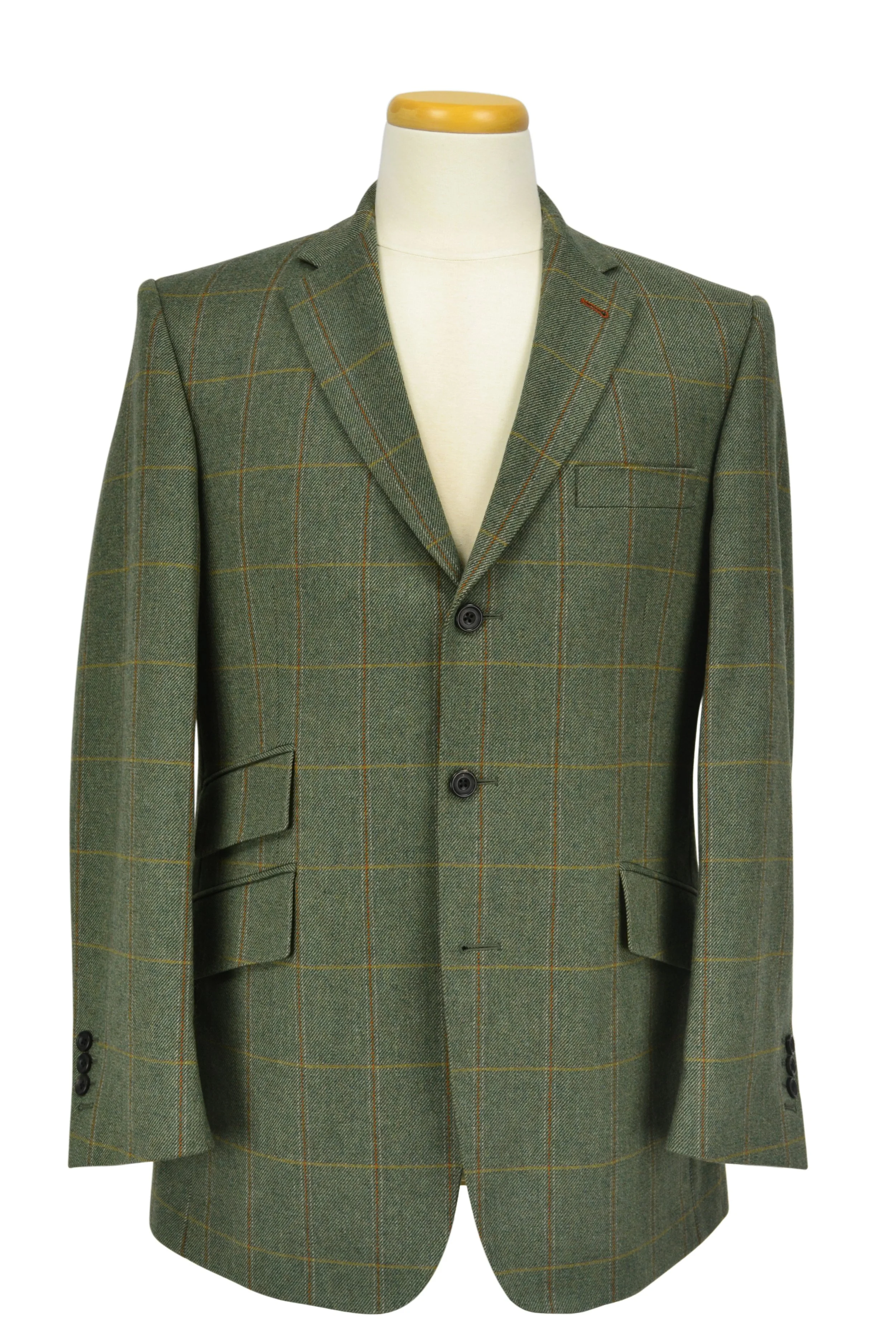 Olive Tweed with Gold and Burnt Orange Windowpane — C.D. Rigden